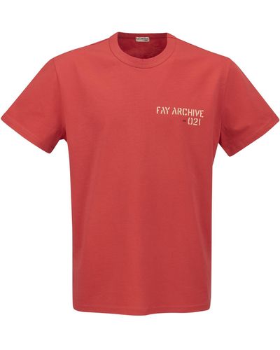 Fay T-shirt uomo altri materiali - Rosso