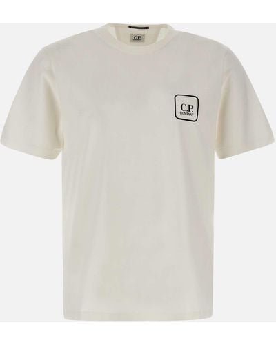 C.P. Company Weißes T-Shirt Aus Merzerisierter Baumwolle Mit Logo-Print