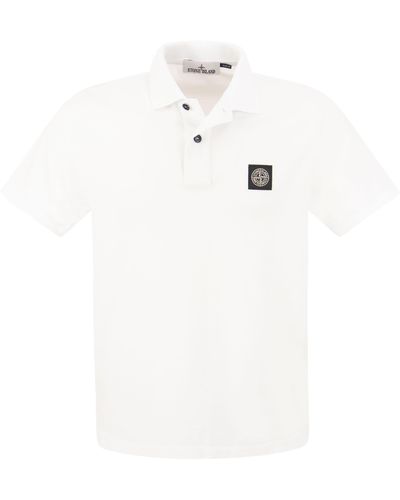 Stone Island Slim Cotton Polo -Hemd - Weiß