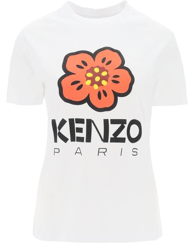 KENZO T -Shirt mit Boke Blumendruck - Weiß