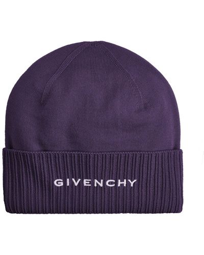 Givenchy Sombrero de logotipo de lana de - Morado