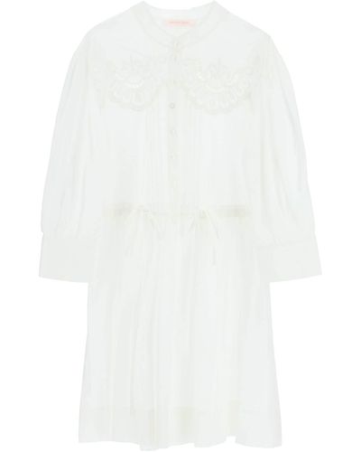 See By Chloé See By Chloe Embroidered Shirt Dress - White