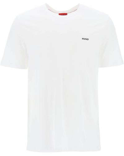 HUGO Oversized Dero T -shirt Met Logo - Wit