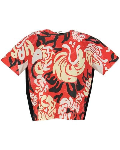 Marni Tropical Flower Print Jersey T-shirt - Rouge