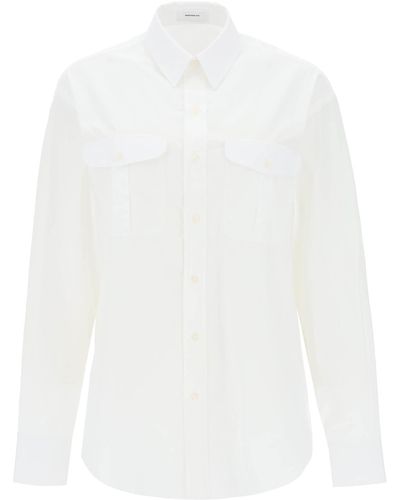 Wardrobe NYC Vestuario.nyc maxi camisa en algodón batista - Blanco