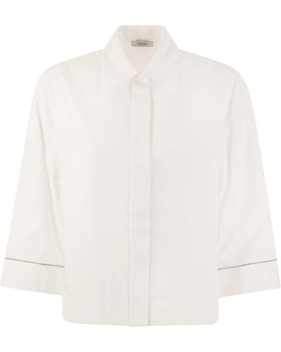Peserico Plain Cotton Poplin Shirt - Weiß