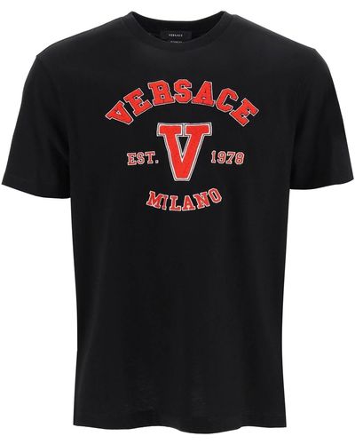 Versace Mitchel Logo Varsity T Shirt - Negro