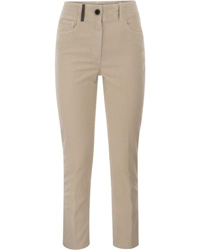 Peserico Pantalon milleraies en velours rayé 5 - Neutre