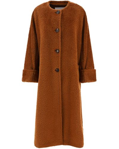 Max Mara Oversized Alpaca En Wollen Jas - Bruin