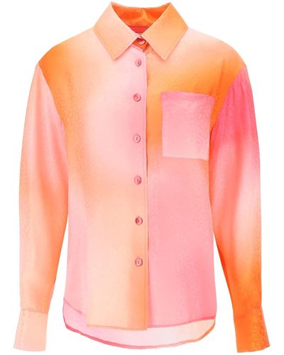 Art Dealer Kunsthändler Charlie Shirt in Jacquard Silk - Rosa