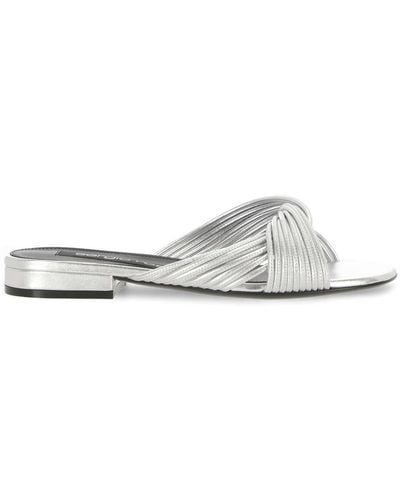 Sergio Rossi B08410 Silver Heeled Sandale - Weiß