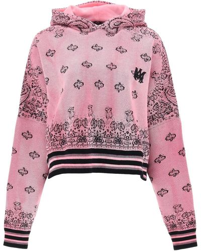 Amiri Cropped Hoodie mit Bandana -Motiv - Rosa