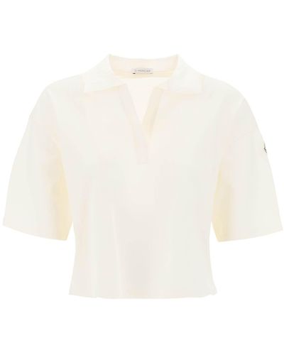 Moncler Polo -Shirt mit Popelin -Einsätzen - Weiß