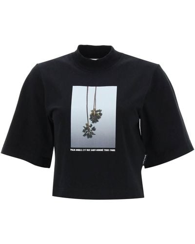 Palm Angels Boxy T -Shirt mit Druck - Negro