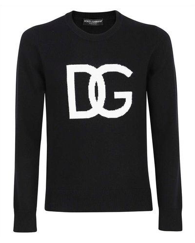 Dolce & Gabbana Pull à logo en laine - Noir
