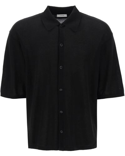 Lemaire Korte Mouwen Gebreide Shirt Voor - Zwart