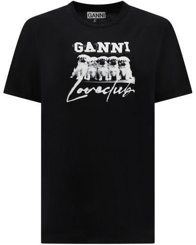 Ganni "puppy Love" T -shirt - Zwart