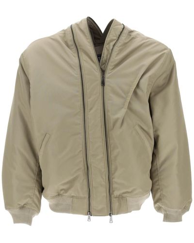 Y. Project Nylon Bomber Jacket Met Dubbele Ritssluiting - Naturel