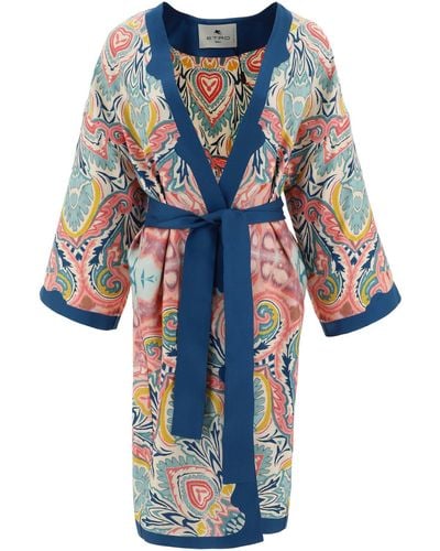 Etro Kimono mit botanischen Muster - Blau