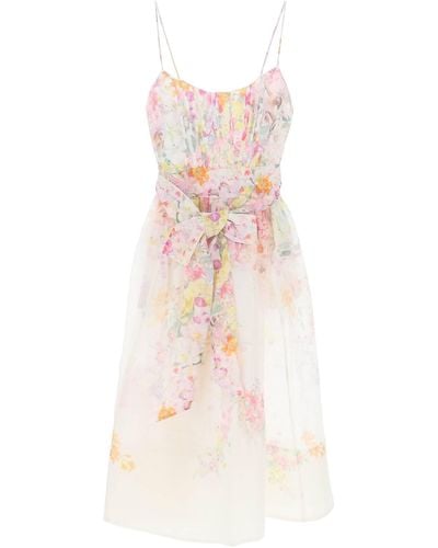 Zimmermann Natura Midi Bustier Kleid - Pink