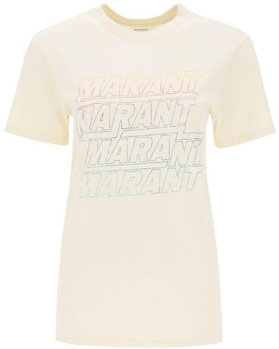 Isabel Marant Zaeline T -shirt Met Logo -print - Naturel