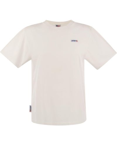 Autry Camiseta de algodón de cuello de la tripulación de - Blanco
