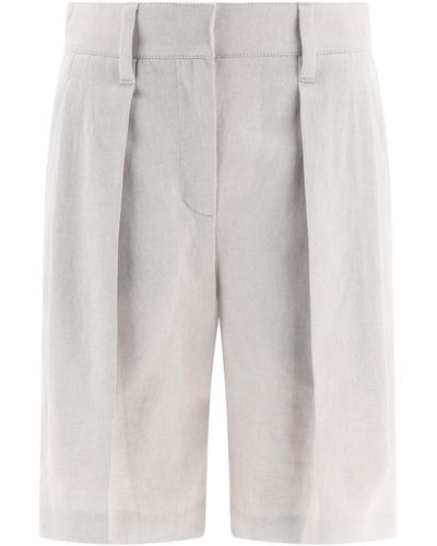 Brunello Cucinelli Pantalones cortos de bermudas de gabardina - Blanco