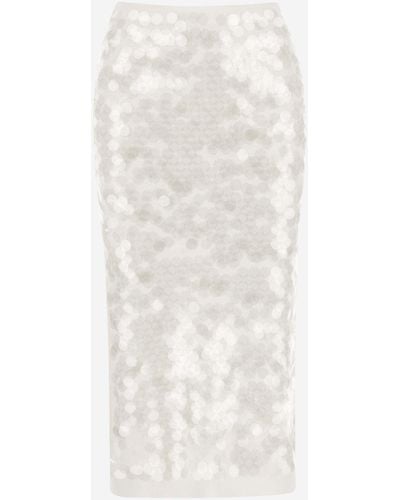 N°21 Sequined Cotton Skirt - White