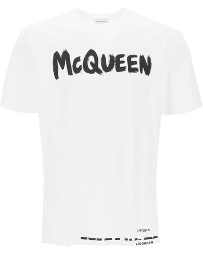 Alexander McQueen Mc Queen Graffiti T -shirt - Wit