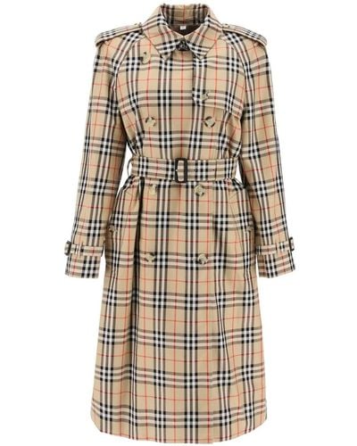 Burberry Checked Trench - Natural
