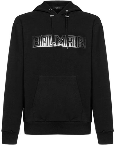 Balmain Sudadera con capucha y logo de - Negro