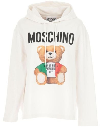 Moschino Logo Sweatshirt mit Kapuze - Weiß