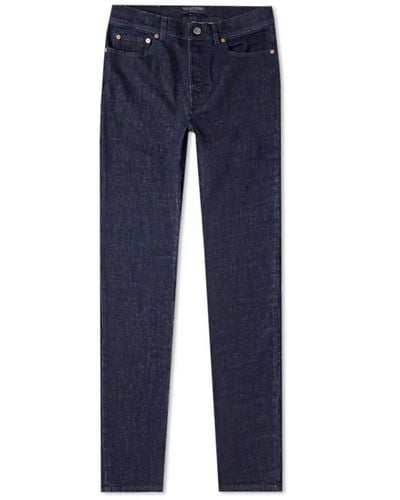 Valentino Cotton Denim Skinny Jeans - Bleu