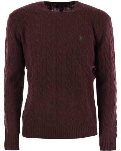 Polo Ralph Lauren Wool En Cashmere Cable Gesnit Sweater - Paars
