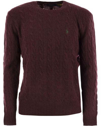 Polo Ralph Lauren Wool And Cashmere Cable Knit Sweater - Purple