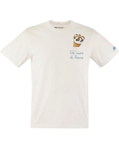 Mc2 Saint Barth Austin T Shirt With Embroidery On Chest Algida Limited Edition - White