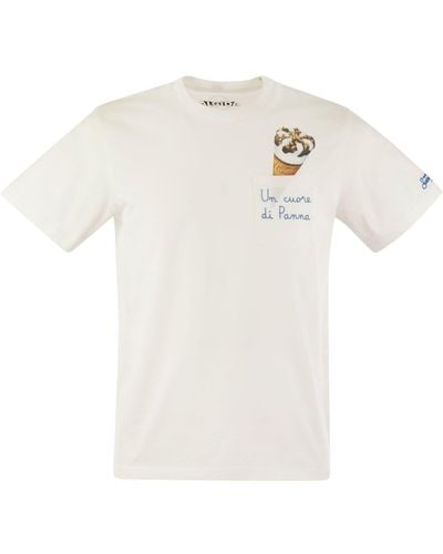 Mc2 Saint Barth Austin T -shirt Met Borduurwerk Op Limited Edition Van De Borst Algida - Wit