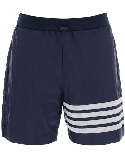 Thom Browne 4 Bar Shorts In Ultra Licht Ripstop - Blauw