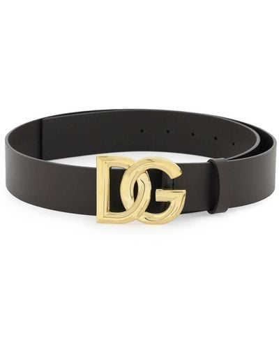 Dolce & Gabbana Cinturón de cuero Lux con hebilla DG - Negro