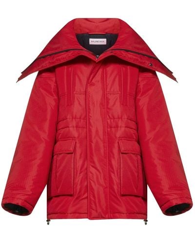 Balenciaga Manteau matelassé léger - Rouge