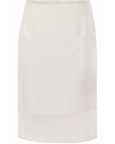 Sportmax Turkey Skirt con inserto in organza - Bianco