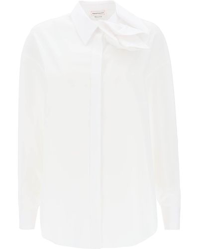 Alexander McQueen Camisa de con detalles de orquídeas - Blanco