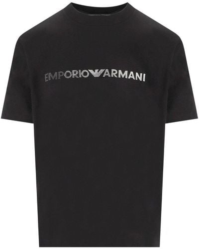 Emporio Armani Black T -Shirt mit Logo - Schwarz