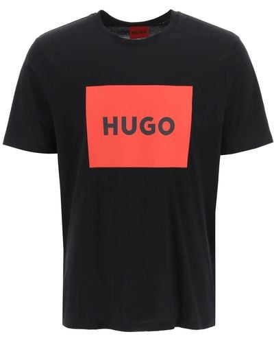 HUGO T Shirt Dulive Con Box Logo - Nero
