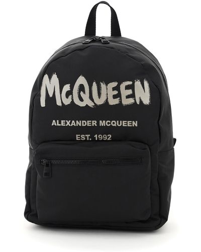 Alexander McQueen Mochila metropolitana de con logo de grafiti - Negro