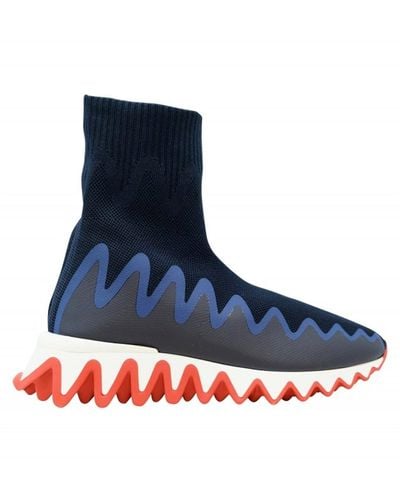Christian Louboutin Fabric Sharky Sock Sneakers - Blue