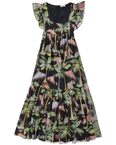 RED Valentino Robe imprimée en coton - Vert