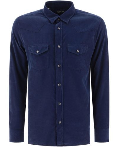 Tom Ford Hemd mit Taschen - Blau