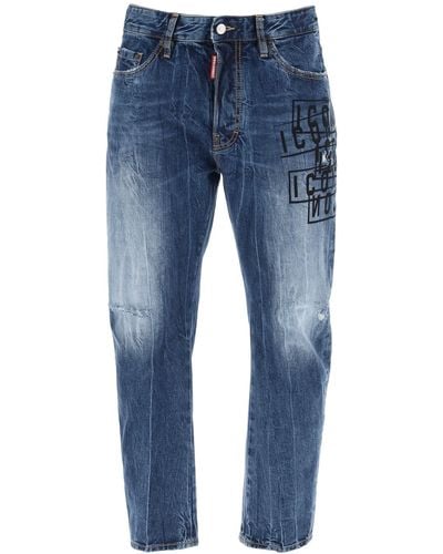 DSquared² "Dark Wash Icon Stempel bro Jeans in - Blau