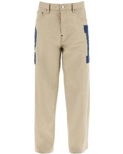 DSquared² Pantalones Eros de mezclilla con diseño de parche Maxi. - Neutro